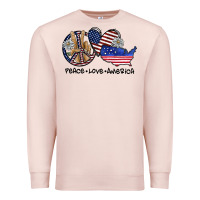 Pale Pink peace love america Premium Sweatshirt - SublimationCraftShop