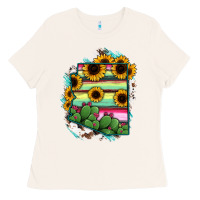 Bone Arizona Map Sunflower Cactus Serape Ladies Tee - RanaPortraitStore