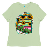 Matcha Arizona Map Sunflower Cactus Serape Ladies Tee - RanaPortraitStore
