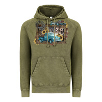 Vintage Olive Small town USA truck 4th of july Vintage Hoodie - HowdyJamesFarm