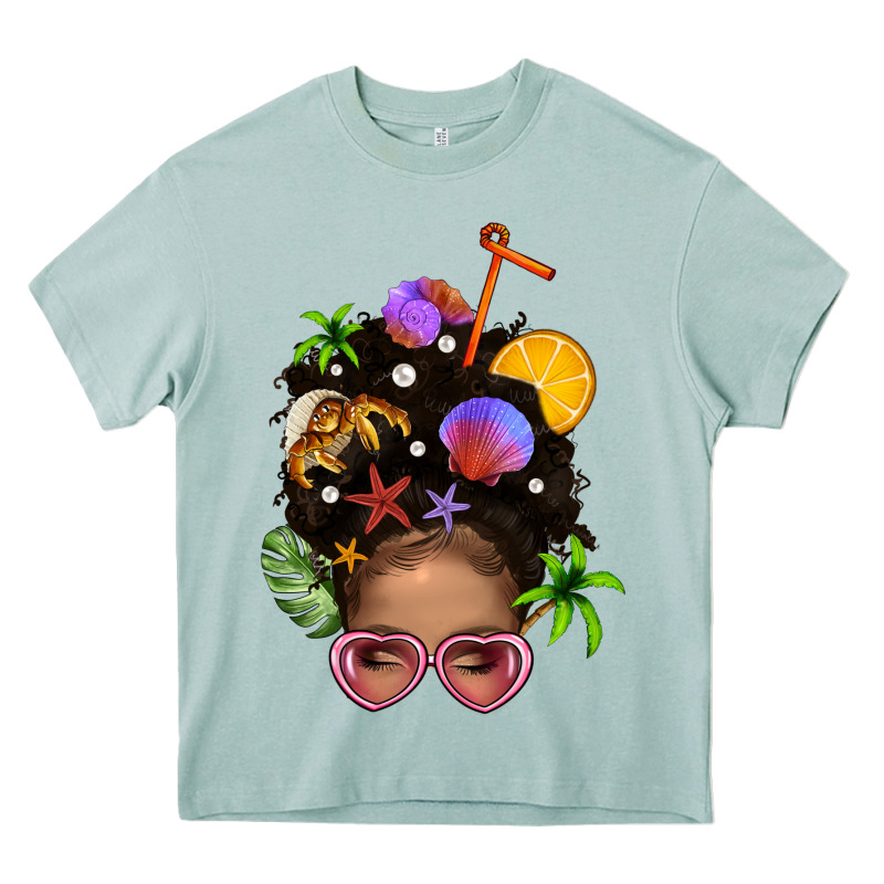 Beach Hair Afro Messy Bun Bbs Heavy Core Tee by BundleAndBundleShop | Teevron