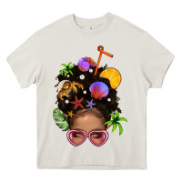 Cream Beach Hair Afro Messy Bun Bbs Heavy Core Tee - BundleAndBundleShop