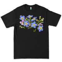 Black Forget Me Not Flower Illustrations Premium Tee - LillyAllenDesigns