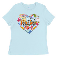 Baby Blue teacher heart Ladies Tee - Artiststas