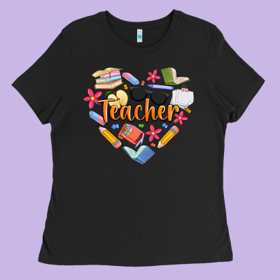 Teacher Heart Ladies Tee Designed By Artiststas