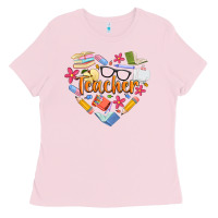 Bubblegum Pink teacher heart Ladies Tee - Artiststas