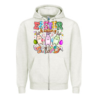 Oatmeal Heather Easter Hunting Squad Zipper Hoodie - CowhideDigitalArt