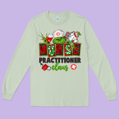 Nurse Practitioner Claus Long Sleeve Tee Designed By Cowgirlartshop