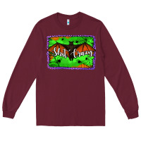 Burgundy bat shit crazy with background Long Sleeve Tee - Jasminsmagicworld