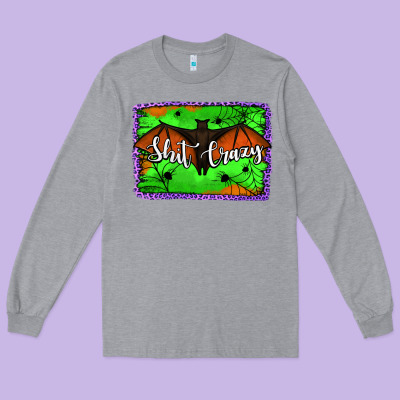 Bat Shit Crazy With Background Long Sleeve Tee Designed By Jasminsmagicworld