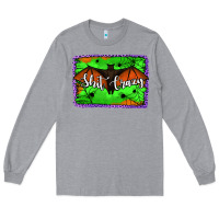 Heather Grey bat shit crazy with background Long Sleeve Tee - Jasminsmagicworld