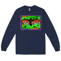 Navy bat shit crazy with background Long Sleeve Tee - Jasminsmagicworld