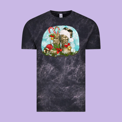 Army Boots Christmas Vintage Tee Designed By Texasbilliewilder