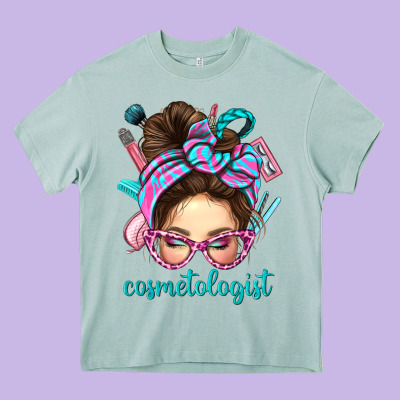 Messy Bun Cosmetologist Bbs Heavy Core Tee Designed By Bundleandbundleshop