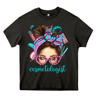 Asphalt Messy Bun Cosmetologist Bbs Heavy Core Tee - BundleAndBundleShop