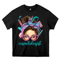 Black Messy Bun Cosmetologist Bbs Heavy Core Tee - BundleAndBundleShop