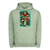 Pigment Oil Green cross faith background Urban Hoodie - BarkalooDesign