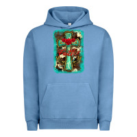 Pigment Pebble Blue cross faith background Urban Hoodie - BarkalooDesign