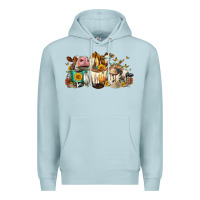 Blue Mist Cows and coffee Premium Hoodie - FaDigitalArtStudio