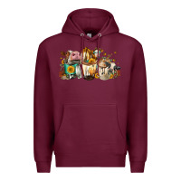 Burgundy Cows and coffee Premium Hoodie - FaDigitalArtStudio