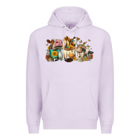 Lilac Cows and coffee Premium Hoodie - FaDigitalArtStudio