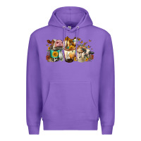 Purple Cows and coffee Premium Hoodie - FaDigitalArtStudio
