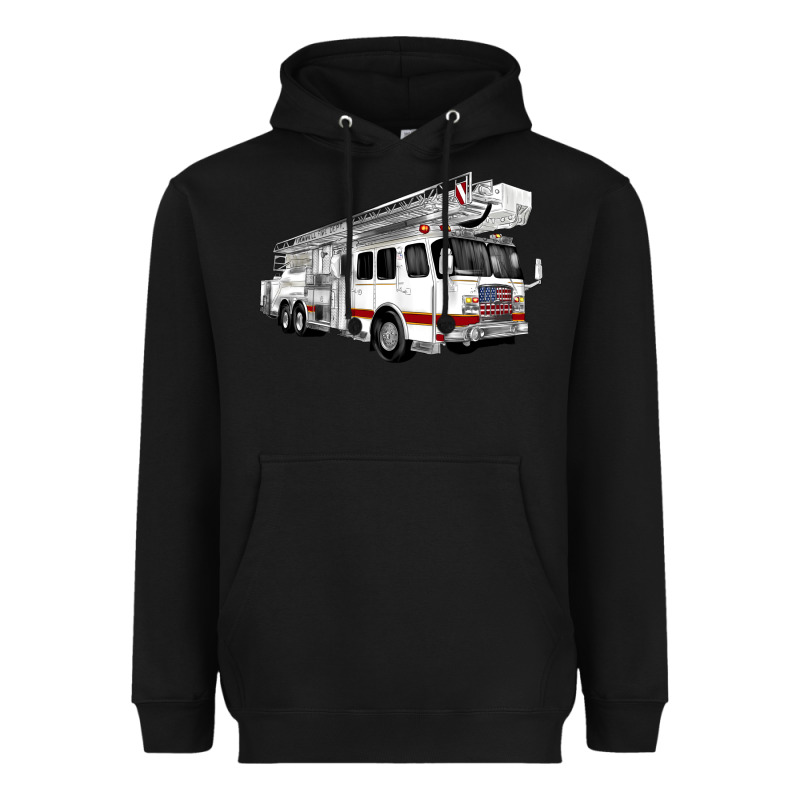 White Fire Truck Heavyweight Hoodie by Artiststas | Teevron