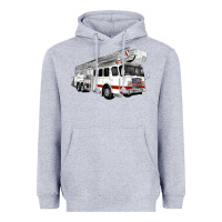 Heather Grey White Fire Truck Heavyweight Hoodie - Artiststas