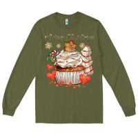 Army Green merry christmas cupcake Long Sleeve Tee - CowGirlArtShop