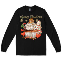 Black merry christmas cupcake Long Sleeve Tee - CowGirlArtShop
