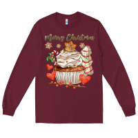 Burgundy merry christmas cupcake Long Sleeve Tee - CowGirlArtShop