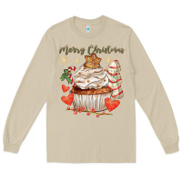 Mushroom merry christmas cupcake Long Sleeve Tee - CowGirlArtShop