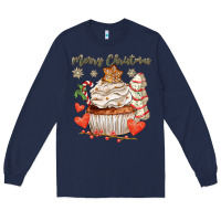Navy merry christmas cupcake Long Sleeve Tee - CowGirlArtShop