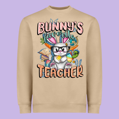 Bunny's Favorite Teacher Easter Day Heavyweight Sweatshirt Designed By Fadigitalartstudio
