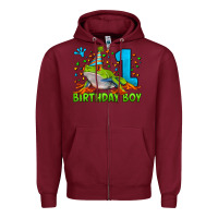 Burgundy birthday boy frog age 1 Zipper Hoodie - LillyAllenDesigns