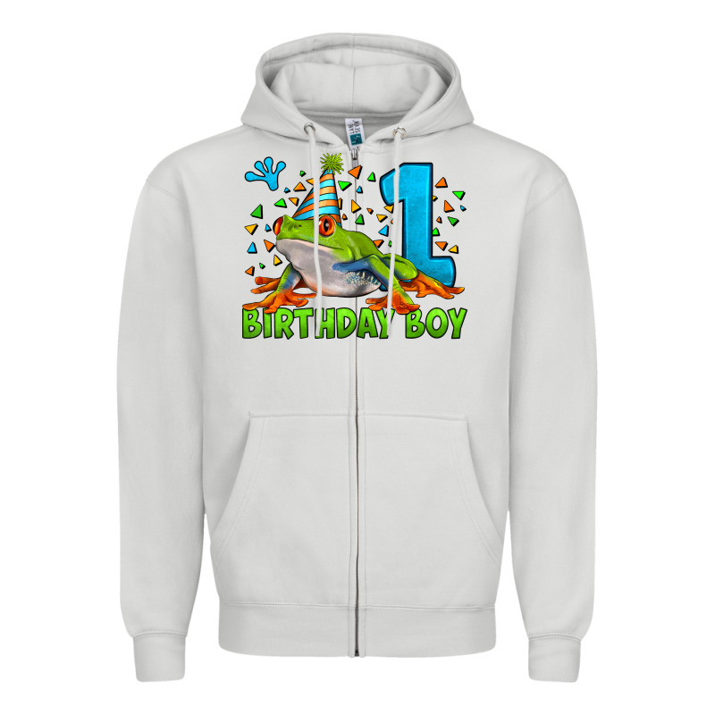 Birthday Boy Frog Age 1 Zipper Hoodie by LillyAllenDesigns | Teevron