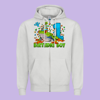 Birthday Boy Frog Age 1 Zipper Hoodie Designed By Lillyallendesigns