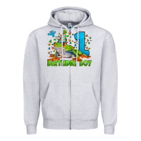 Heather Grey birthday boy frog age 1 Zipper Hoodie - LillyAllenDesigns