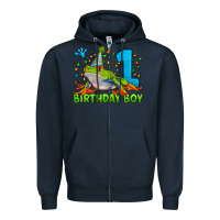 Navy birthday boy frog age 1 Zipper Hoodie - LillyAllenDesigns