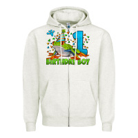 Oatmeal Heather birthday boy frog age 1 Zipper Hoodie - LillyAllenDesigns
