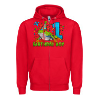 Red birthday boy frog age 1 Zipper Hoodie - LillyAllenDesigns