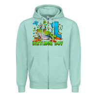 Seafoam birthday boy frog age 1 Zipper Hoodie - LillyAllenDesigns