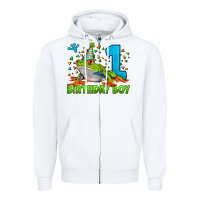 White birthday boy frog age 1 Zipper Hoodie - LillyAllenDesigns
