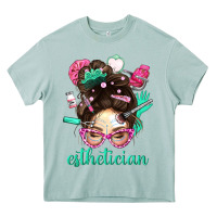 Arona Esthetician Messy Bun With Pink Leopard Glasses Bbs Heavy Core Tee - BundleAndBundleShop