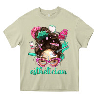 Mossy Esthetician Messy Bun With Pink Leopard Glasses Bbs Heavy Core Tee - BundleAndBundleShop