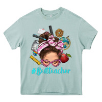 Arona Best Teacher Messy Bun Bbs Heavy Core Tee - BundleAndBundleShop