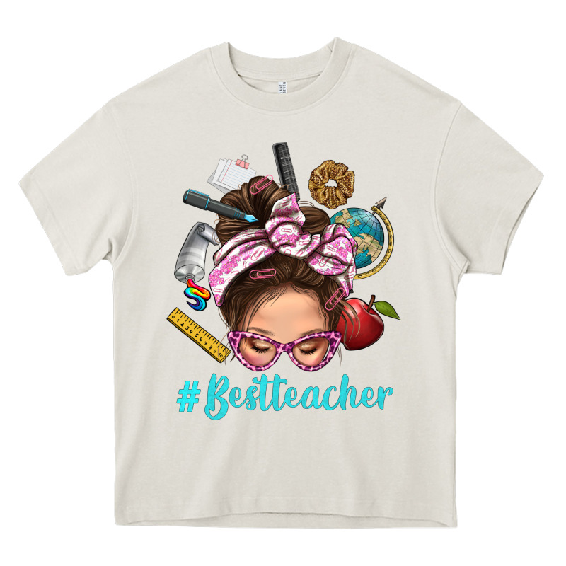 Best Teacher Messy Bun Bbs Heavy Core Tee by BundleAndBundleShop | Teevron