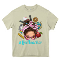 Mossy Best Teacher Messy Bun Bbs Heavy Core Tee - BundleAndBundleShop