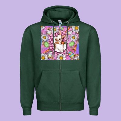 Easter Bunny Zipper Hoodie Designed By Cowhidedigitalart
