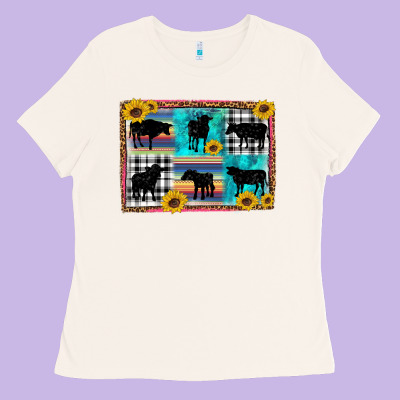 Cow Sunflower Leopard Ladies Tee Designed By Artiststas